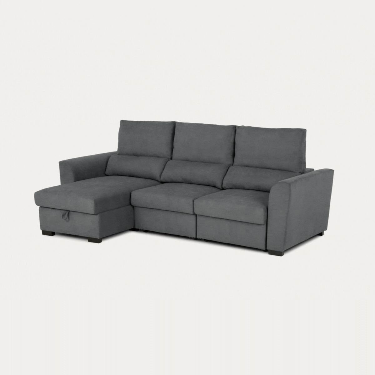 Sofá-Cama 3 Lugares com Chaise Longue Reversível e Encosto Reclinável - Oliver