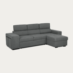 Sofá-cama de 4 lugares com chaise longue reversível, cabeceiras ajustáveis e 2 pufes – John