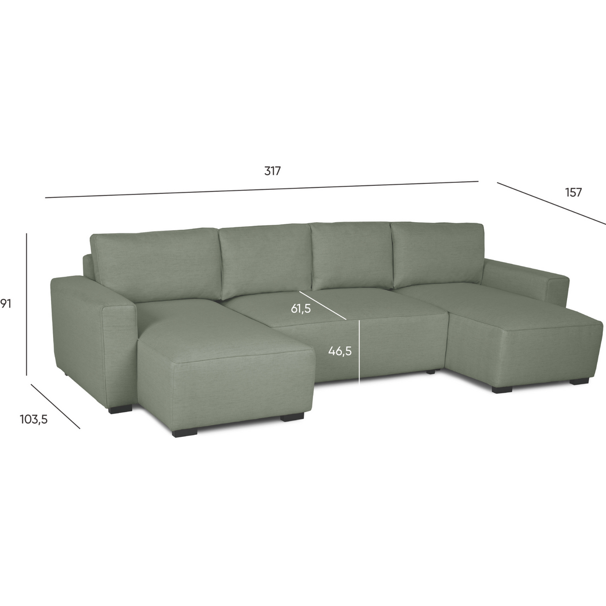 Sofa Bed Chaise Longue, Jordan Green | BUDWING – Budwing