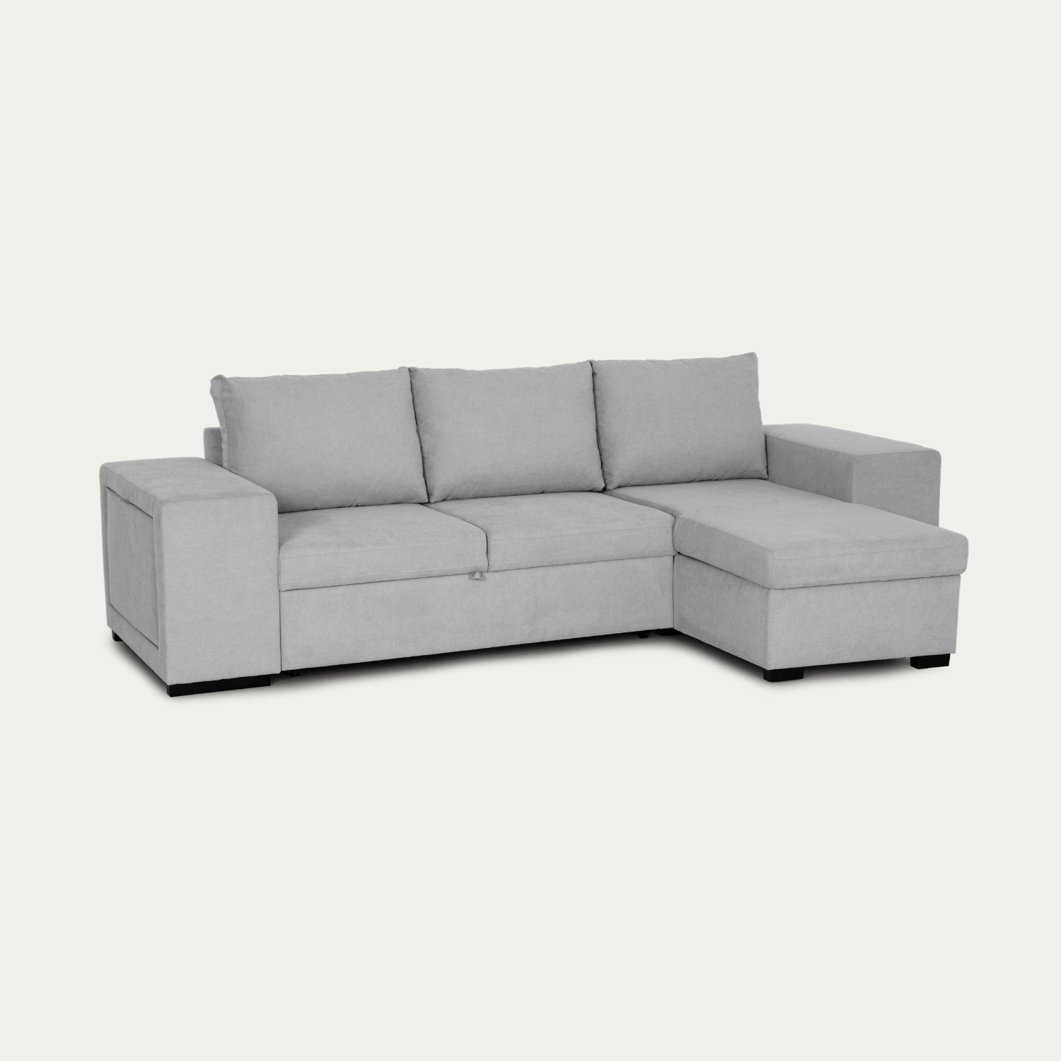 4 Seater Sofa Bed with reversible Chaise Longue, Storage, Shelf and Pouf - Juan