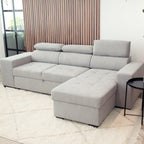 Sofá - cama de 4 lugares com chaise longue reversível, cabeceiras ajustáveis e 2 pufes – JohnC689BCSRG3810_C24