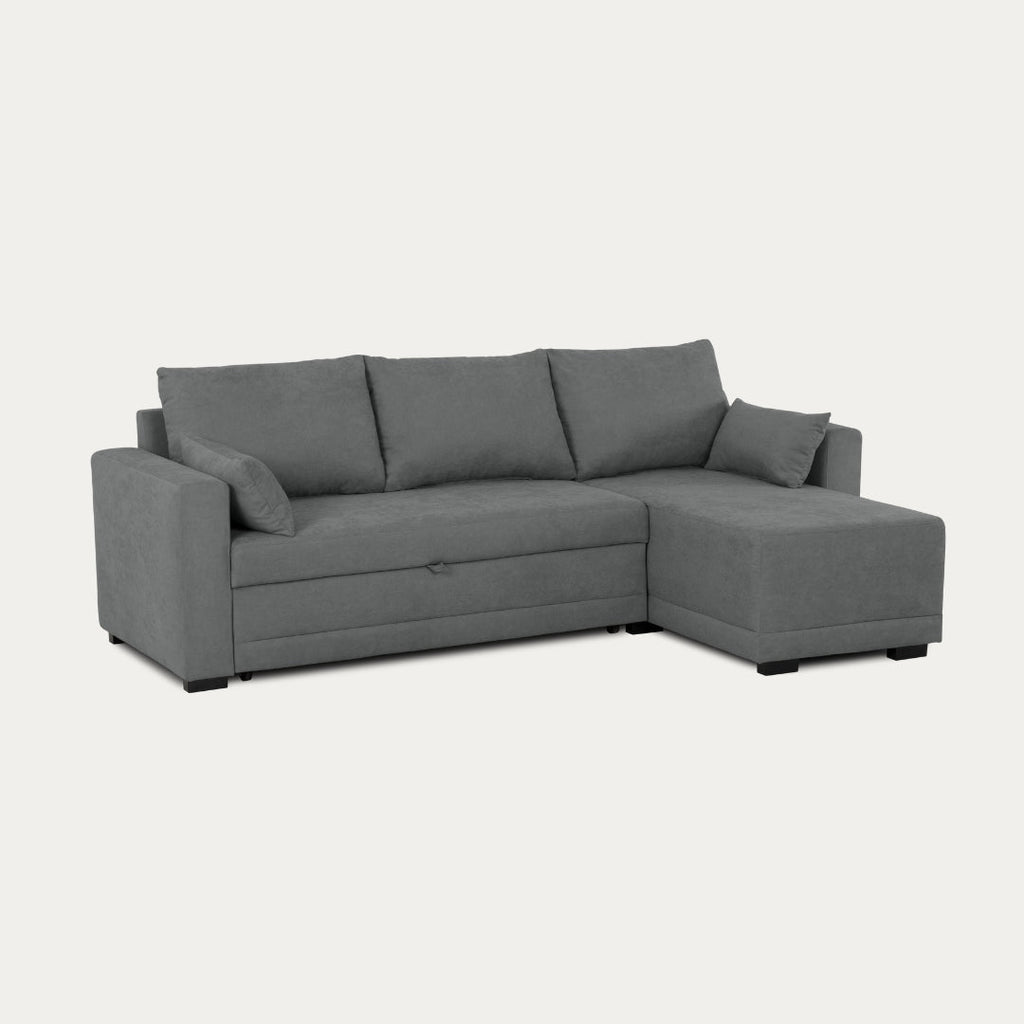 Sofá - Cama 3 Lugares com Chaise Longue Reversível - LeahC729CCSRG3811_C24