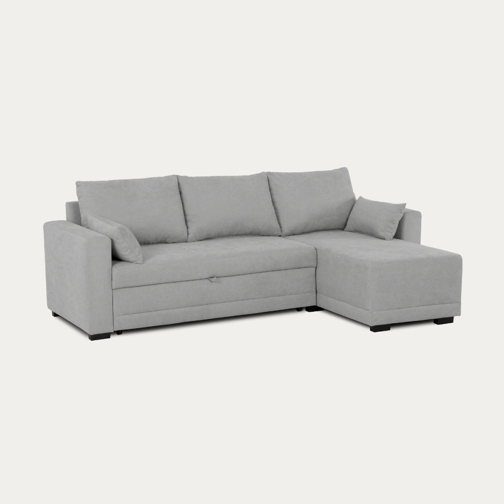 Sofá - Cama 3 Lugares com Chaise Longue Reversível - LeahC729CCSRG3810_C24