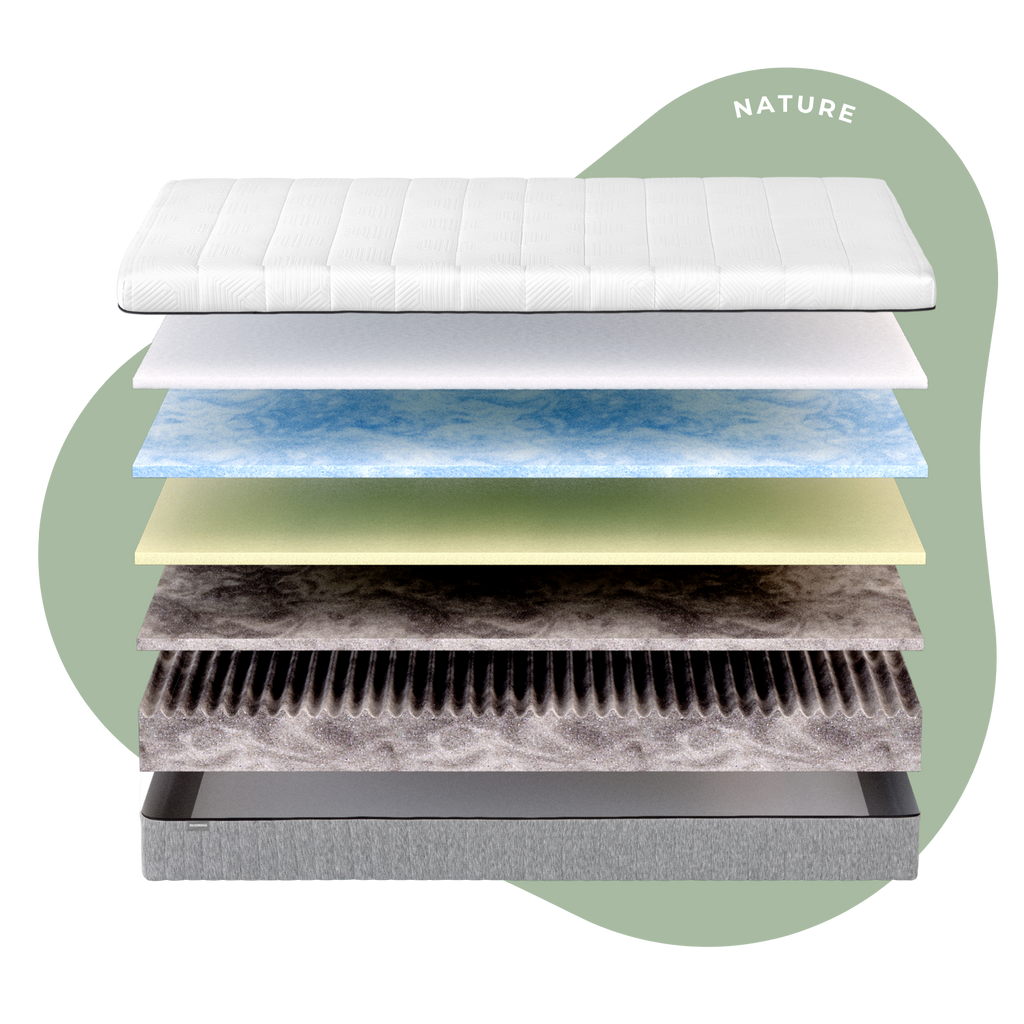 Colchão de Espuma Viscoelástica com infusão de Soja + Espuma de Alta Resiliência e Perfilada - Nature