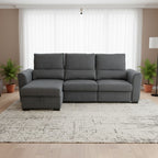 Sofá-Cama 3 Lugares com Chaise Longue Reversível e Encosto Reclinável - Oliver