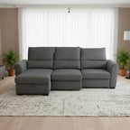 Sofá-Cama 3 Lugares com Chaise Longue Reversível e Encosto Reclinável - Oliver