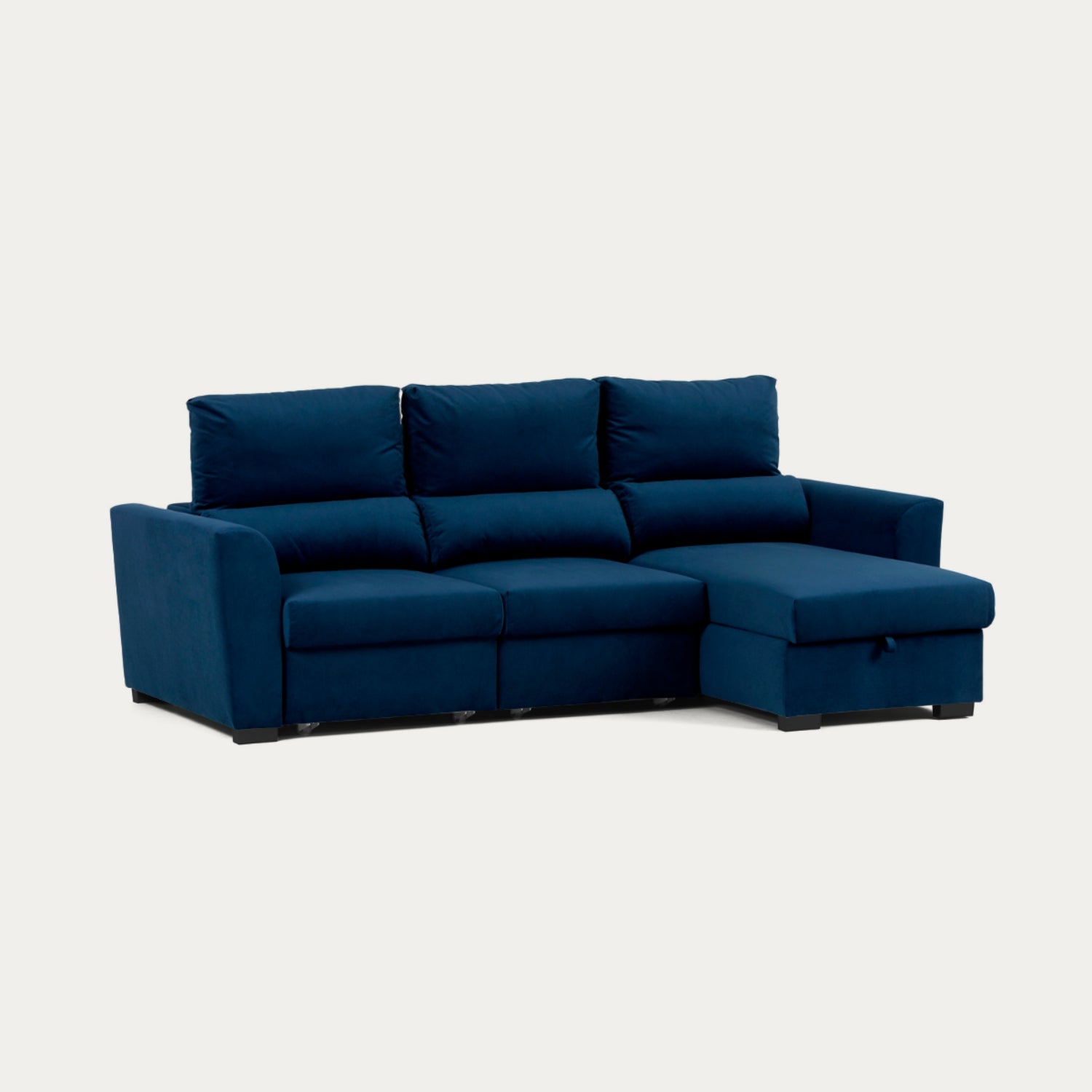 3 Seater Sofa Bed with Chaise Longue and Reclining Backrest - Oliver