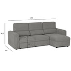 Sofá - Cama 4 Lugares com Chaise Longue Reversível e Cabeceiras Ajustáveis - MorganC1454CFSRG9114_C24