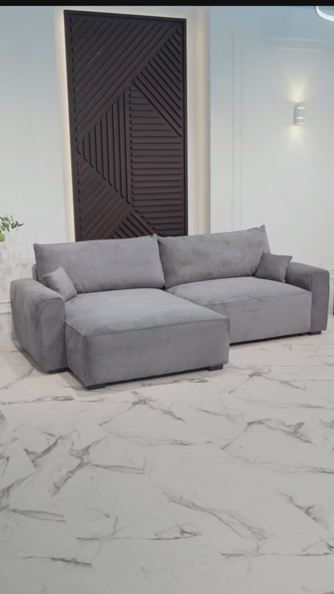 Sofá Cama 4 Plazas con Chaise Longue Reversible, Cojines decorativos y Almacenamiento, Bombazina Verde Bosque