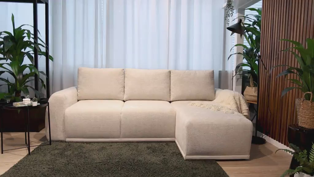 Sofá-Cama 3 Lugares com Chaise Longue Reversível - Noa