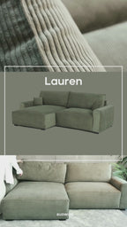 Sofá-Cama 4 Lugares com Chaise Longue Reversível - Lauren