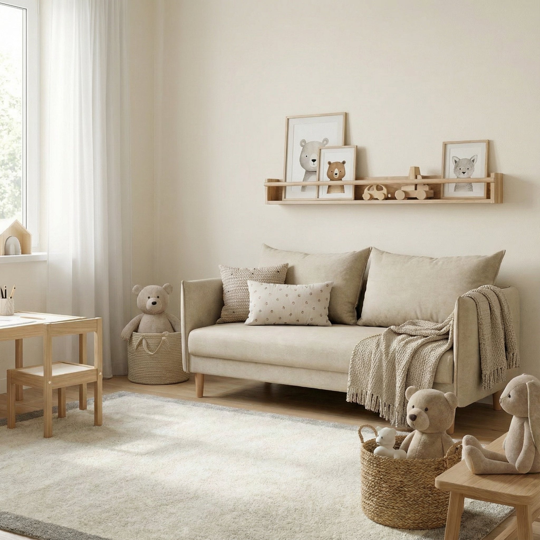 Sofá 3 Lugares com pé alto de madeira - MelanieSofáBudwing