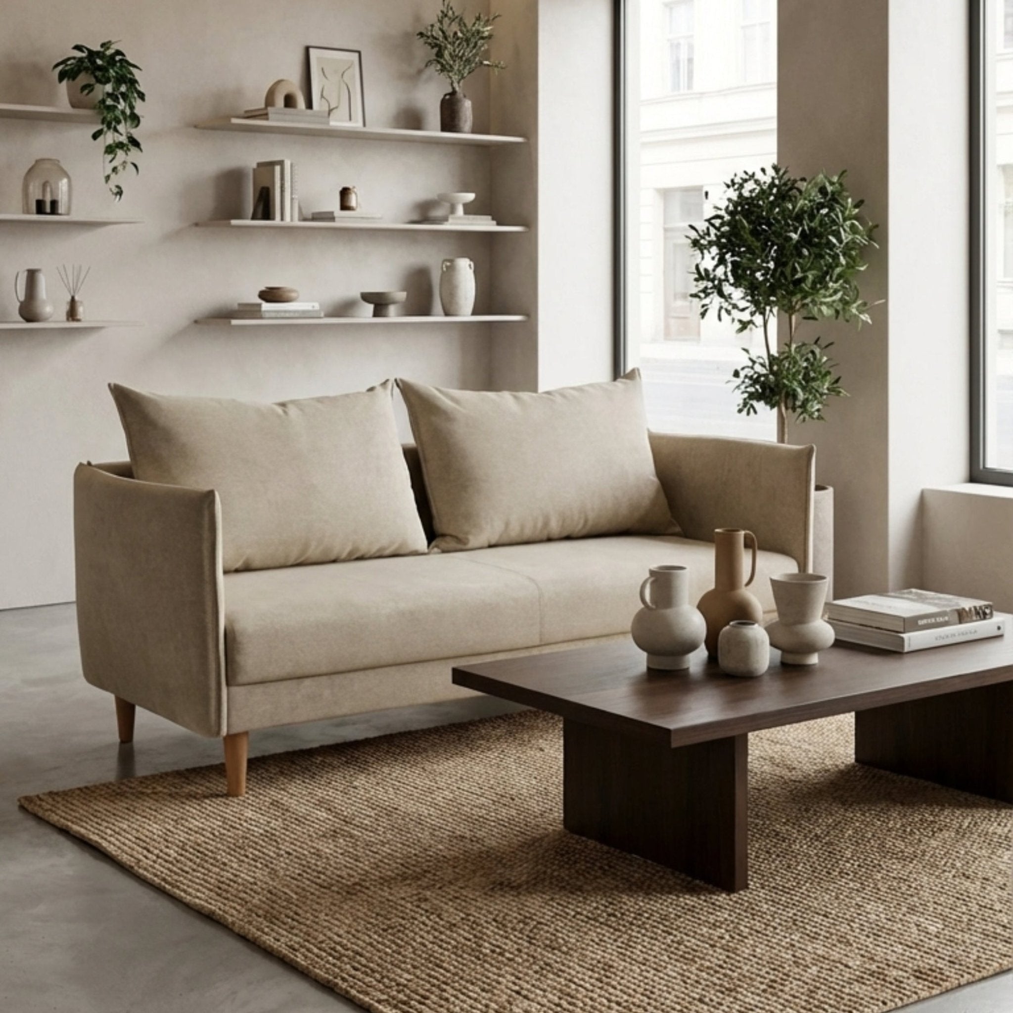 Sofá 3 Lugares com pé alto de madeira - MelanieSofáBudwing