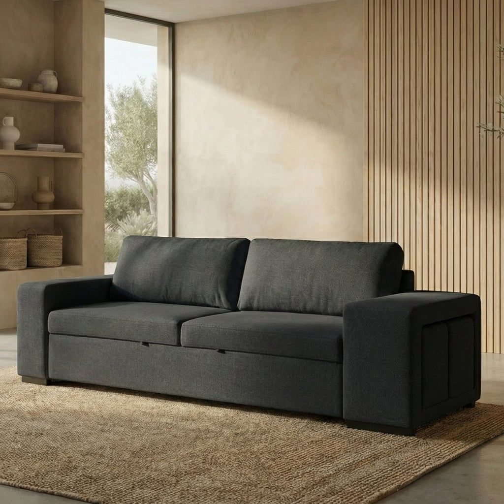 Sofá - Cama 3 Lugares + 2 Puffs - AverySofáBudwing