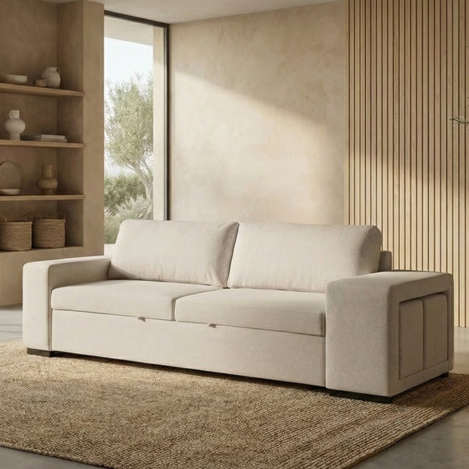 Sofá - Cama 3 Lugares + 2 Puffs - AverySofáBudwing