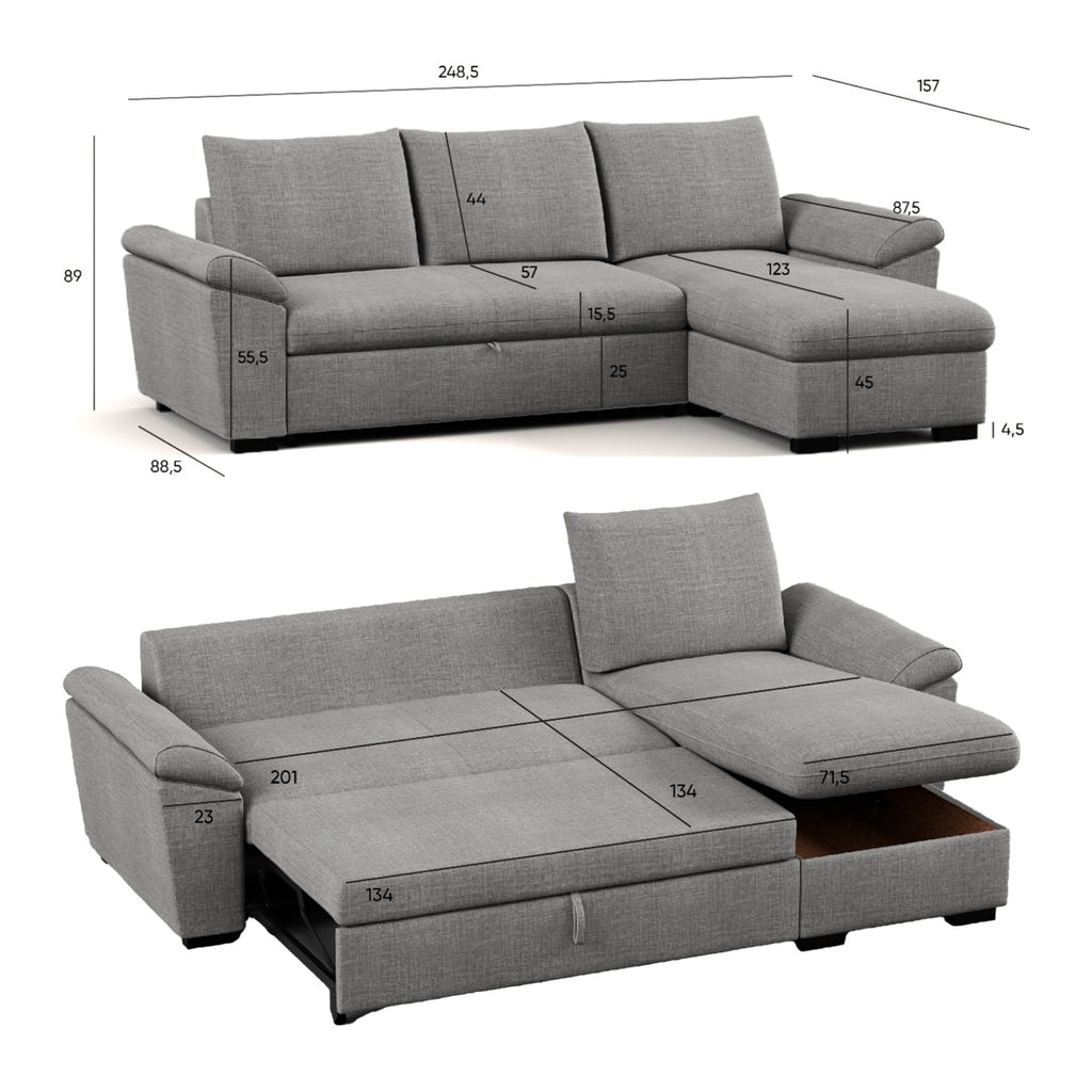 Sofá - cama 3 Lugares com chaise longue - LorenzoSofá CamaBudwing