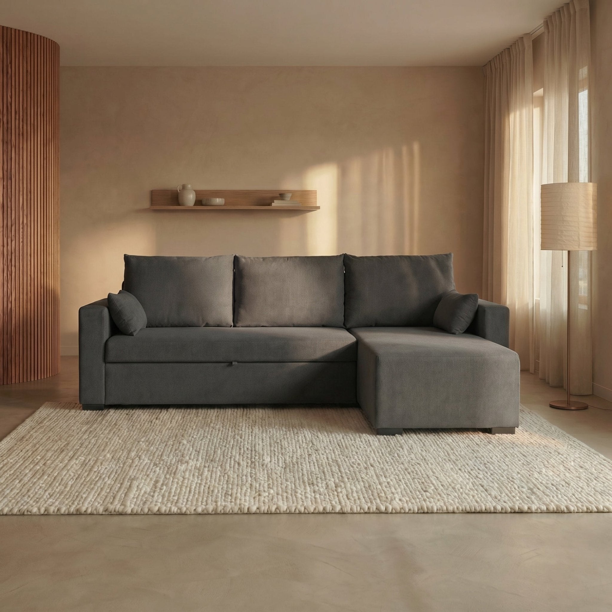 Sofá - Cama 3 Lugares com Chaise Longue Reversível - LeahSofáBudwing