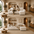 Sofá-Cama 3 Lugares com Chaise Longue Reversível - NoaSofáBudwing