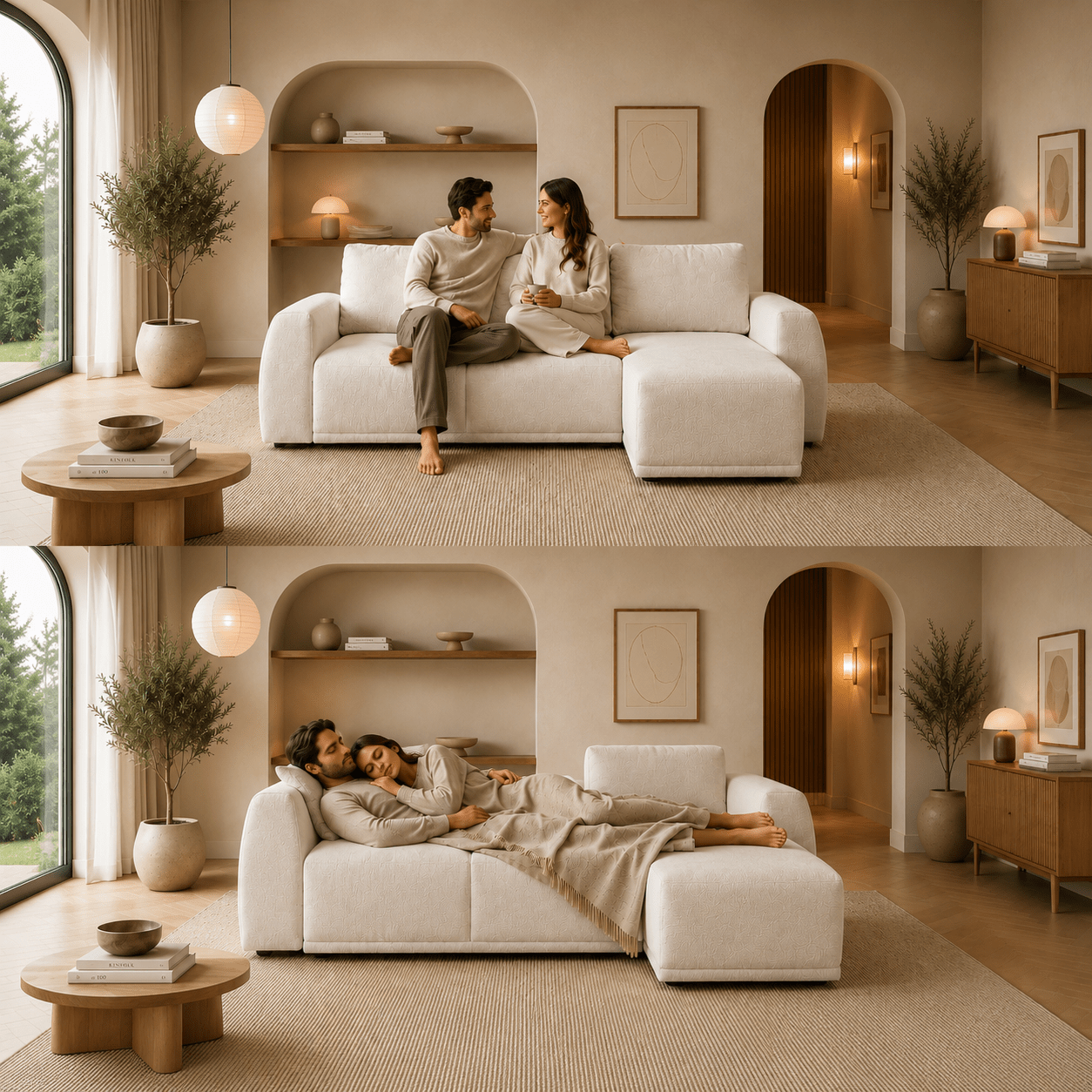 Sofá-Cama 3 Lugares com Chaise Longue Reversível - NoaSofáBudwing