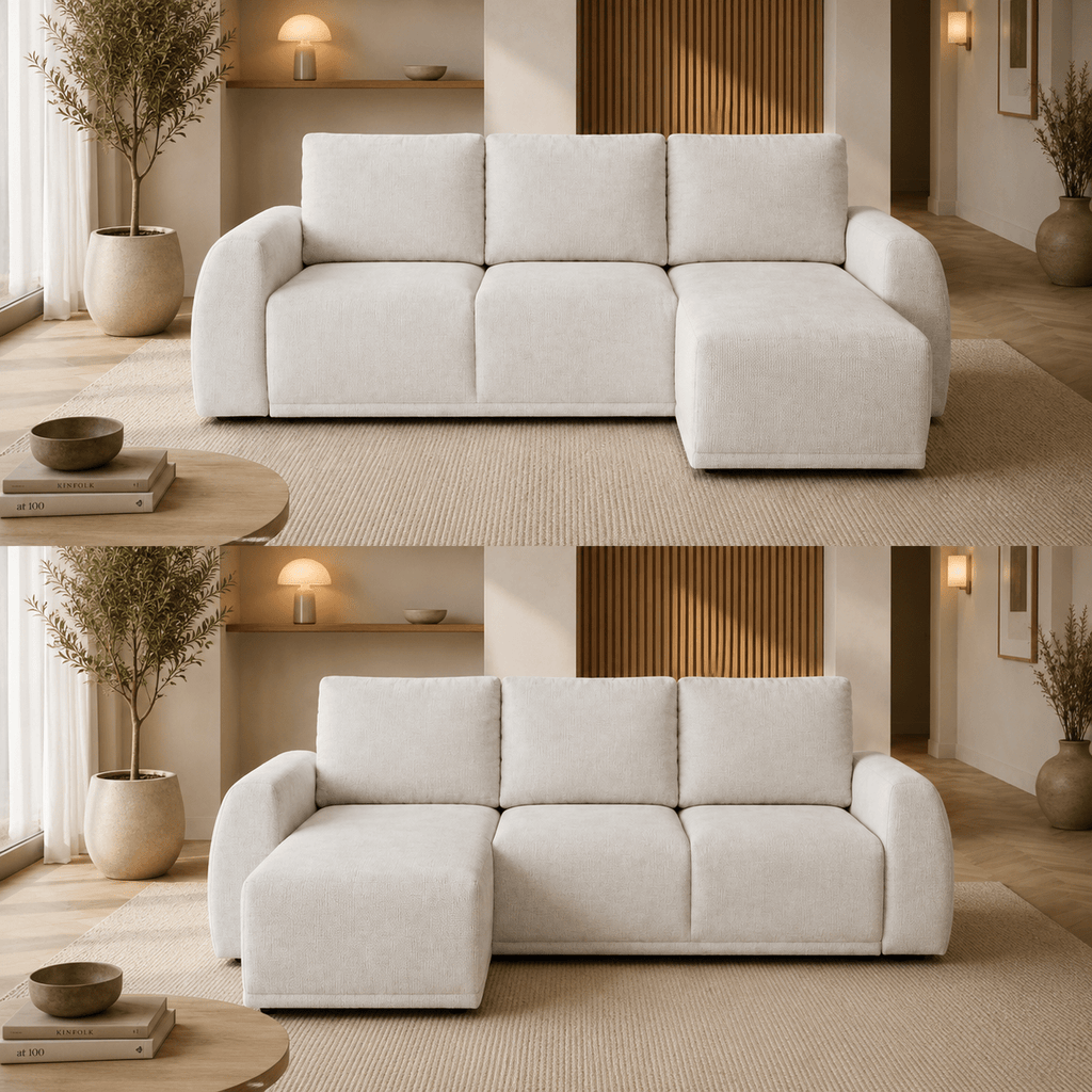 Sofá-Cama 3 Lugares com Chaise Longue Reversível - NoaSofáBudwing