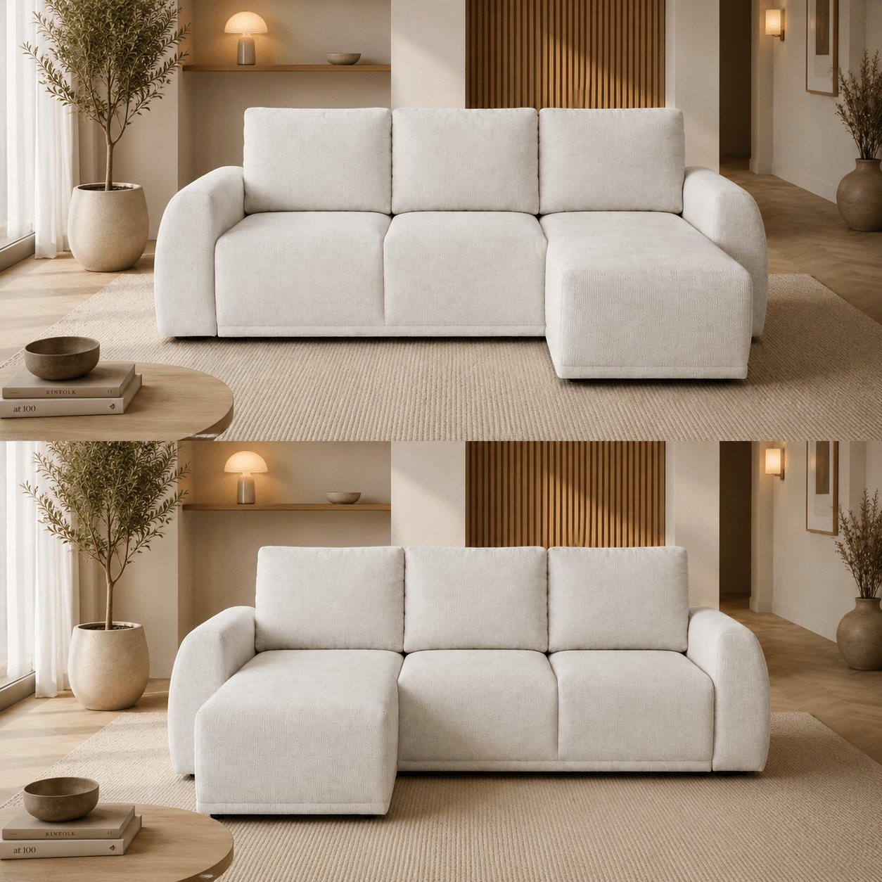 Sofá-Cama 3 Lugares com Chaise Longue Reversível - NoaSofáBudwing