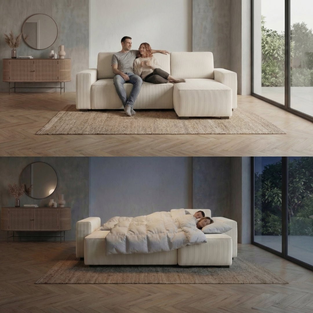 Sofá - Cama 4 Lugares com Chaise Longue Reversível - JadeBudwing