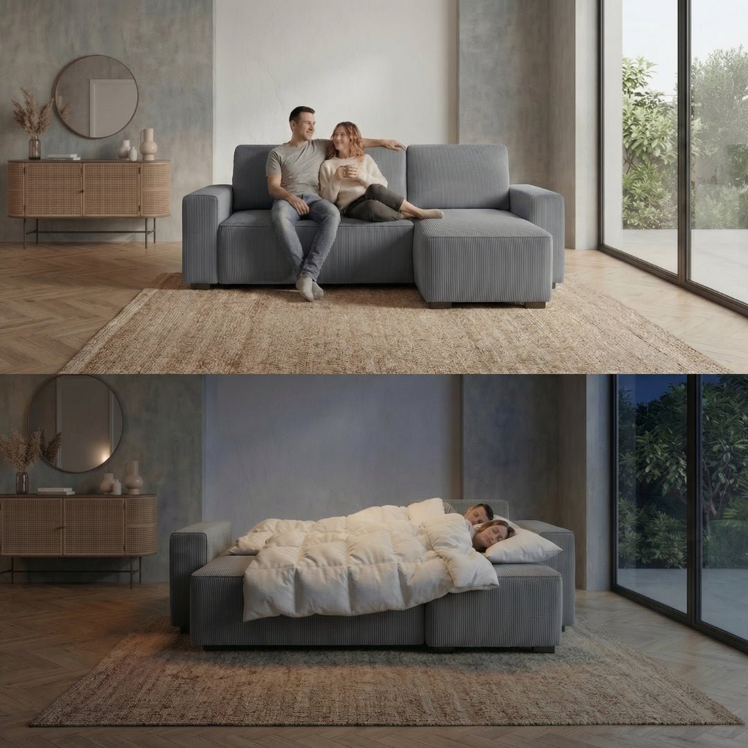 Sofá - Cama 4 Lugares com Chaise Longue Reversível - JadeBudwing