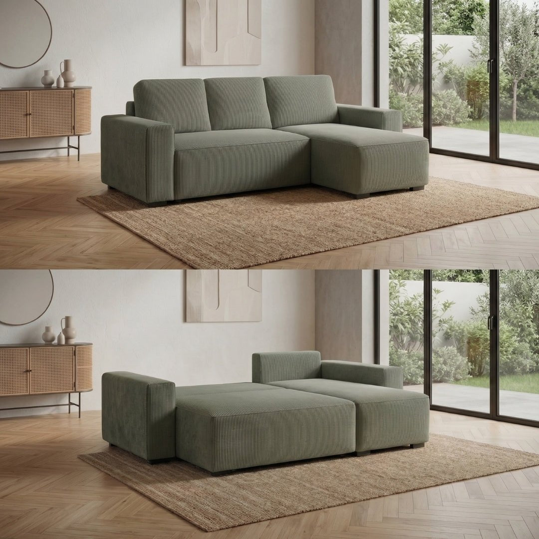 Sofá - Cama 4 Lugares com Chaise Longue Reversível - JadeBudwing