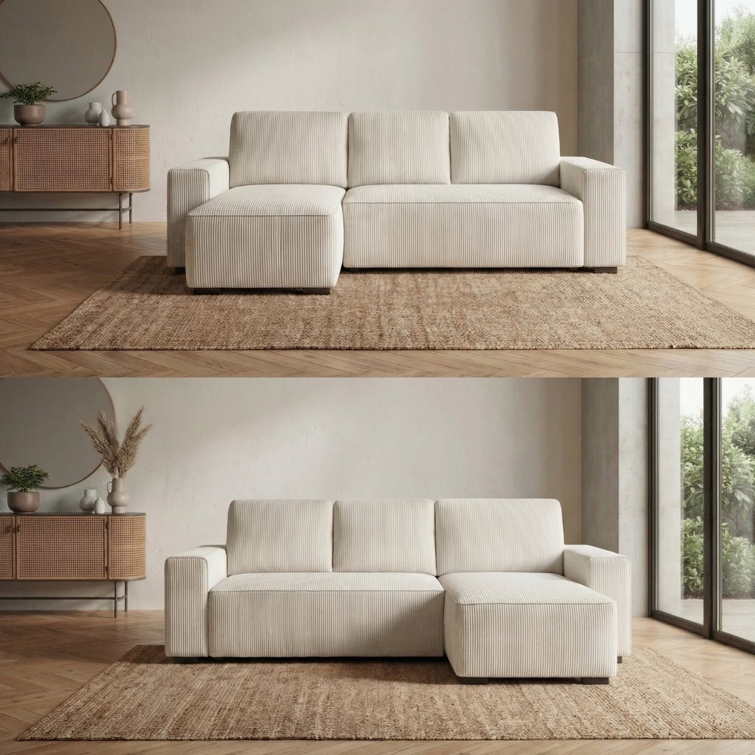 Sofá - Cama 4 Lugares com Chaise Longue Reversível - JadeBudwing