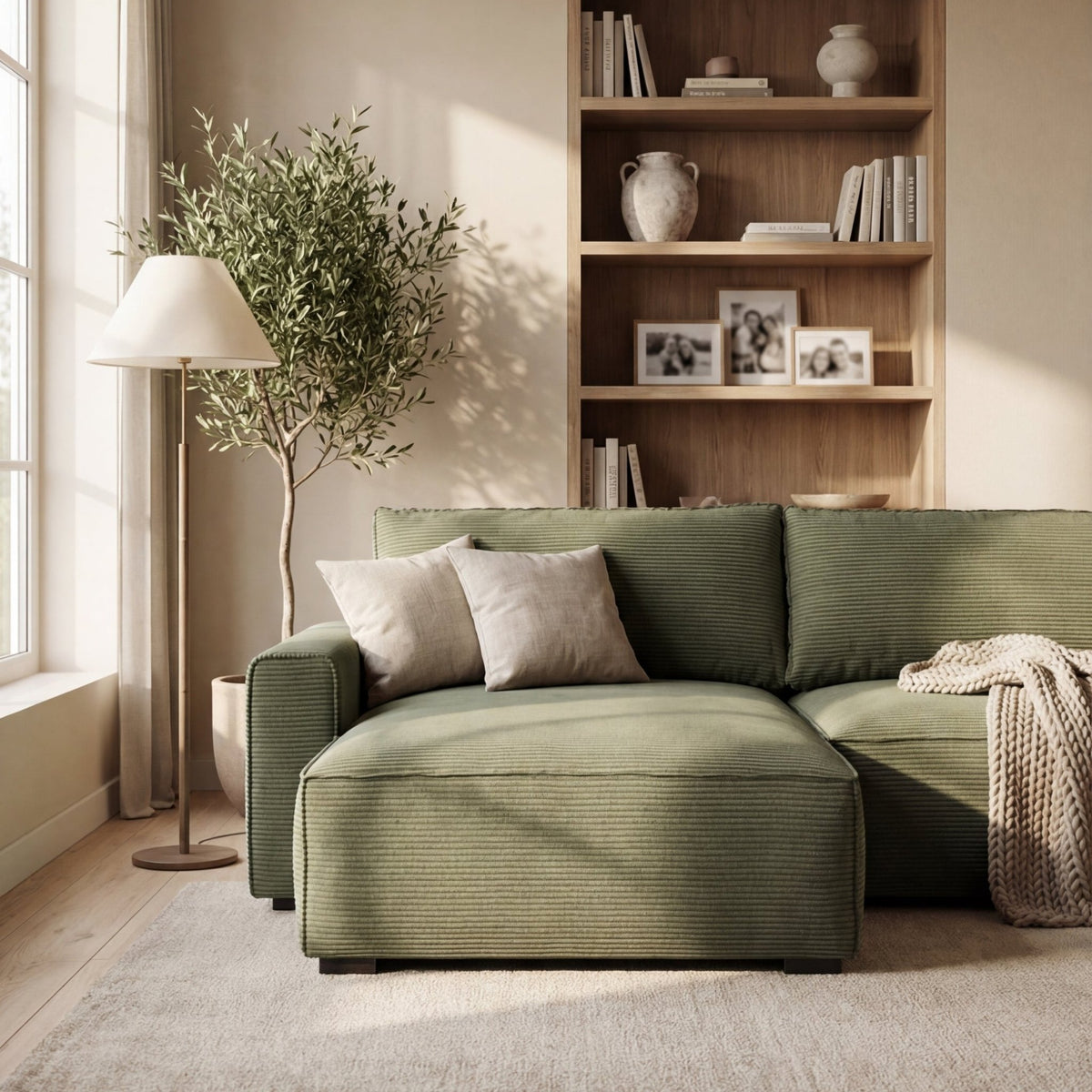 Schlafsofa mit umkehrbarer Chaiselongue, Lauren Hellgrün