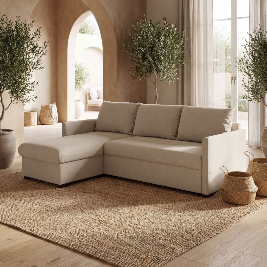 Sofá - cama de 3 lugares com chaise longue e arrumação – OrlandoSofáBudwing