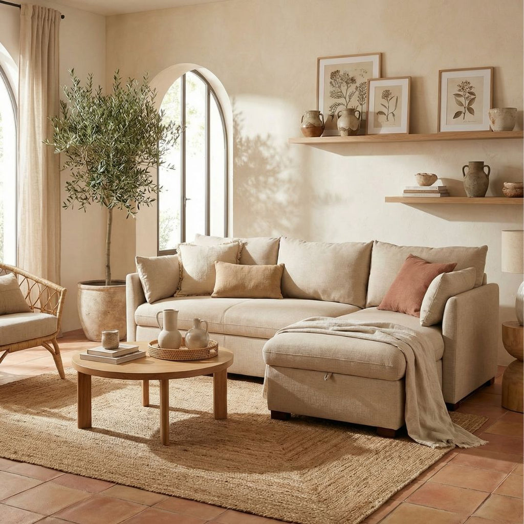 Sofá - cama de 3 lugares com chaise longue e arrumação – OrlandoSofáBudwing