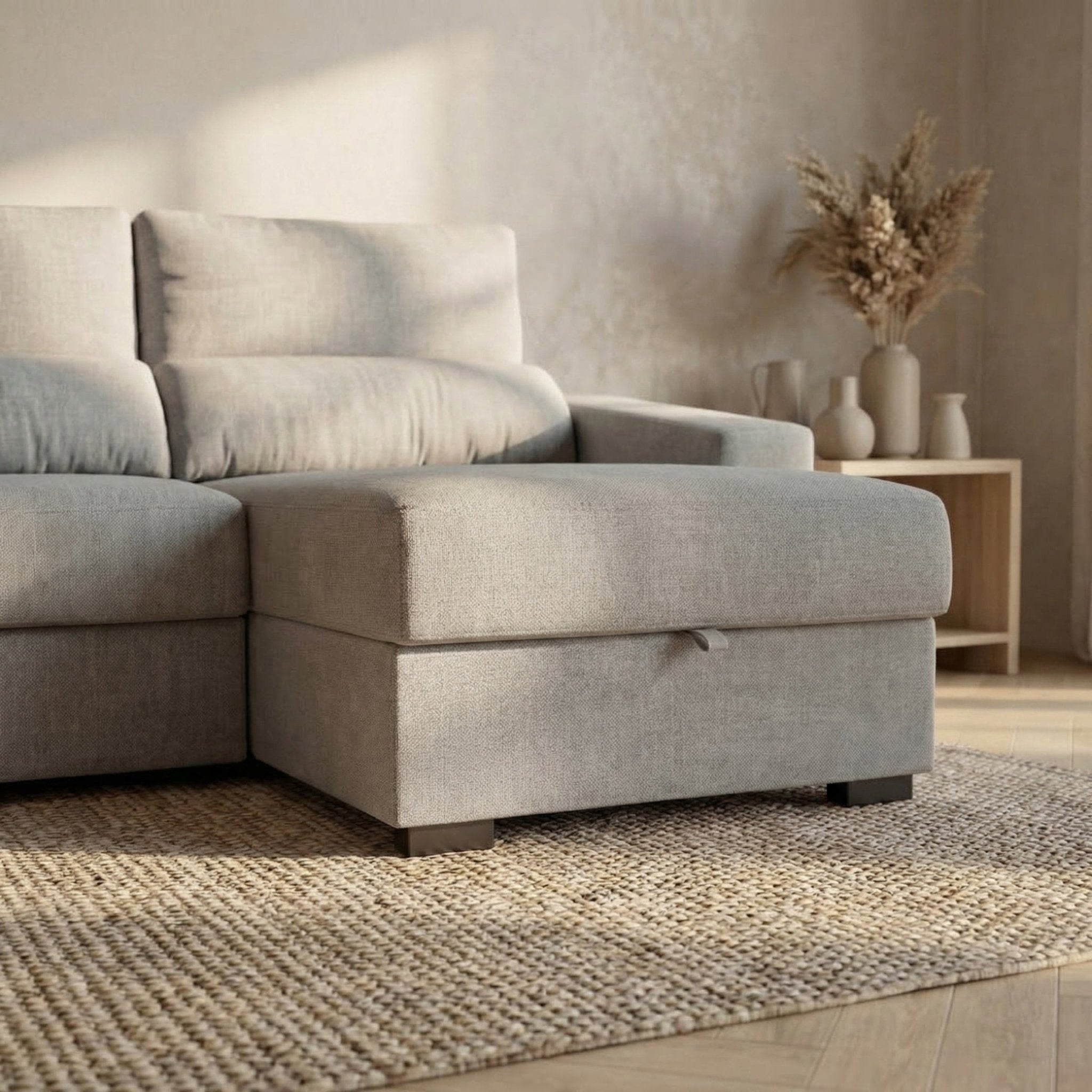 Sofá Cama de 4 Lugares com Chaise Longue Reversível - LukeBudwing