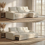 Sofá Cama de 4 Lugares com Chaise Longue Reversível - LukeBudwing