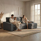 Sofá Cama de 4 Lugares com Chaise Longue Reversível - LukeBudwing