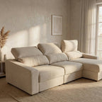 Sofá Cama de 4 Lugares com Chaise Longue Reversível - LukeBudwing