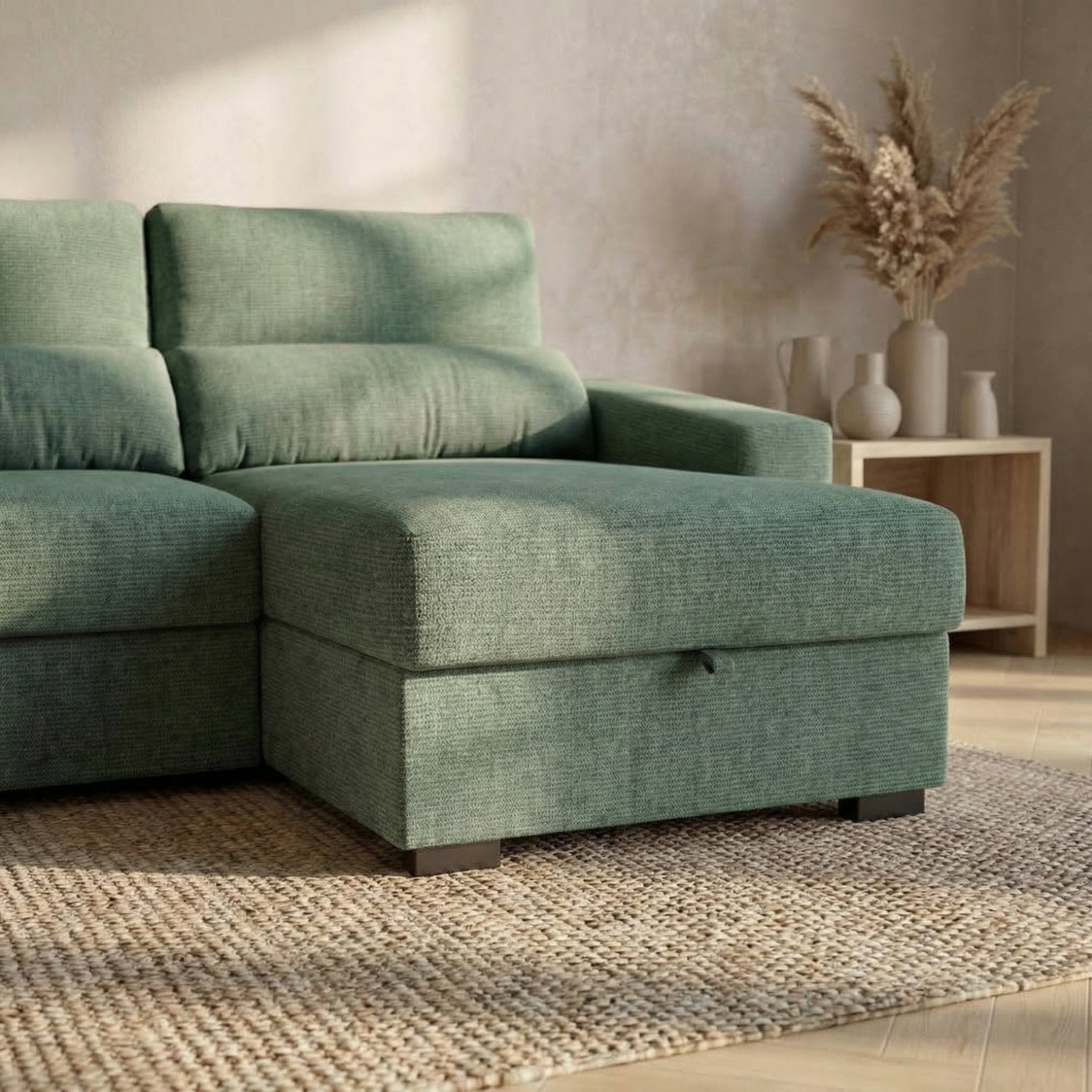 Sofá Cama de 4 Lugares com Chaise Longue Reversível - LukeBudwing