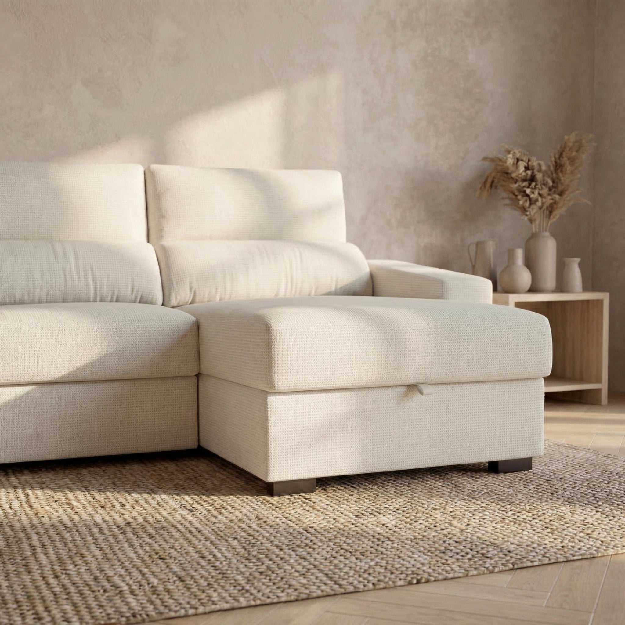 Sofá Cama de 4 Lugares com Chaise Longue Reversível - LukeBudwing
