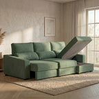 Sofá Cama de 4 Lugares com Chaise Longue Reversível - LukeBudwing