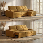 Sofá Cama de 4 Lugares com Chaise Longue Reversível - LukeBudwing