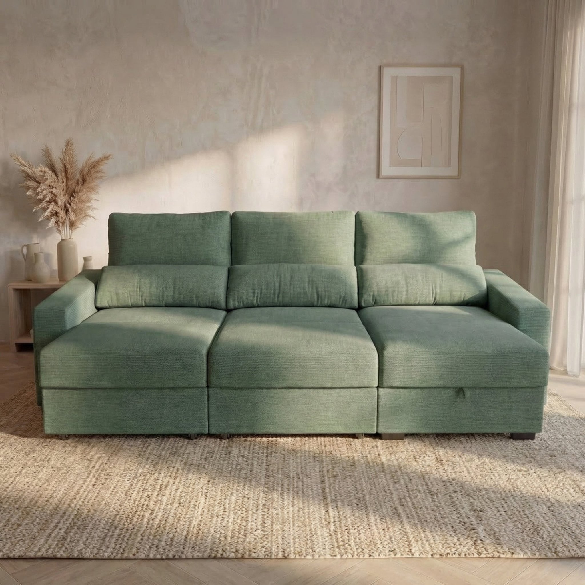 Sofá Cama de 4 Lugares com Chaise Longue Reversível - LukeBudwing