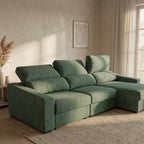 Sofá Cama de 4 Lugares com Chaise Longue Reversível - LukeBudwing