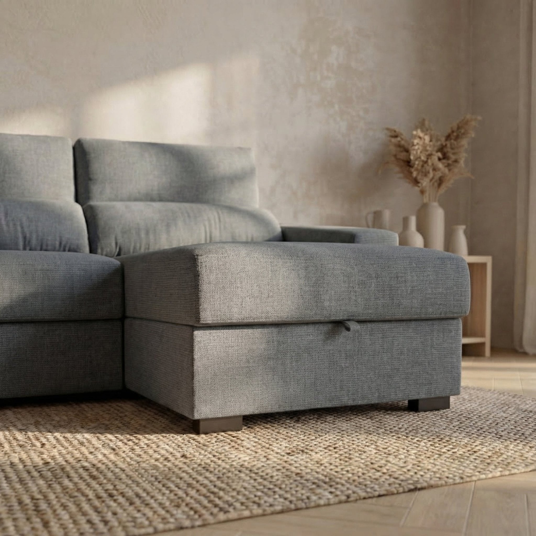 Sofá Cama de 4 Lugares com Chaise Longue Reversível - LukeBudwing