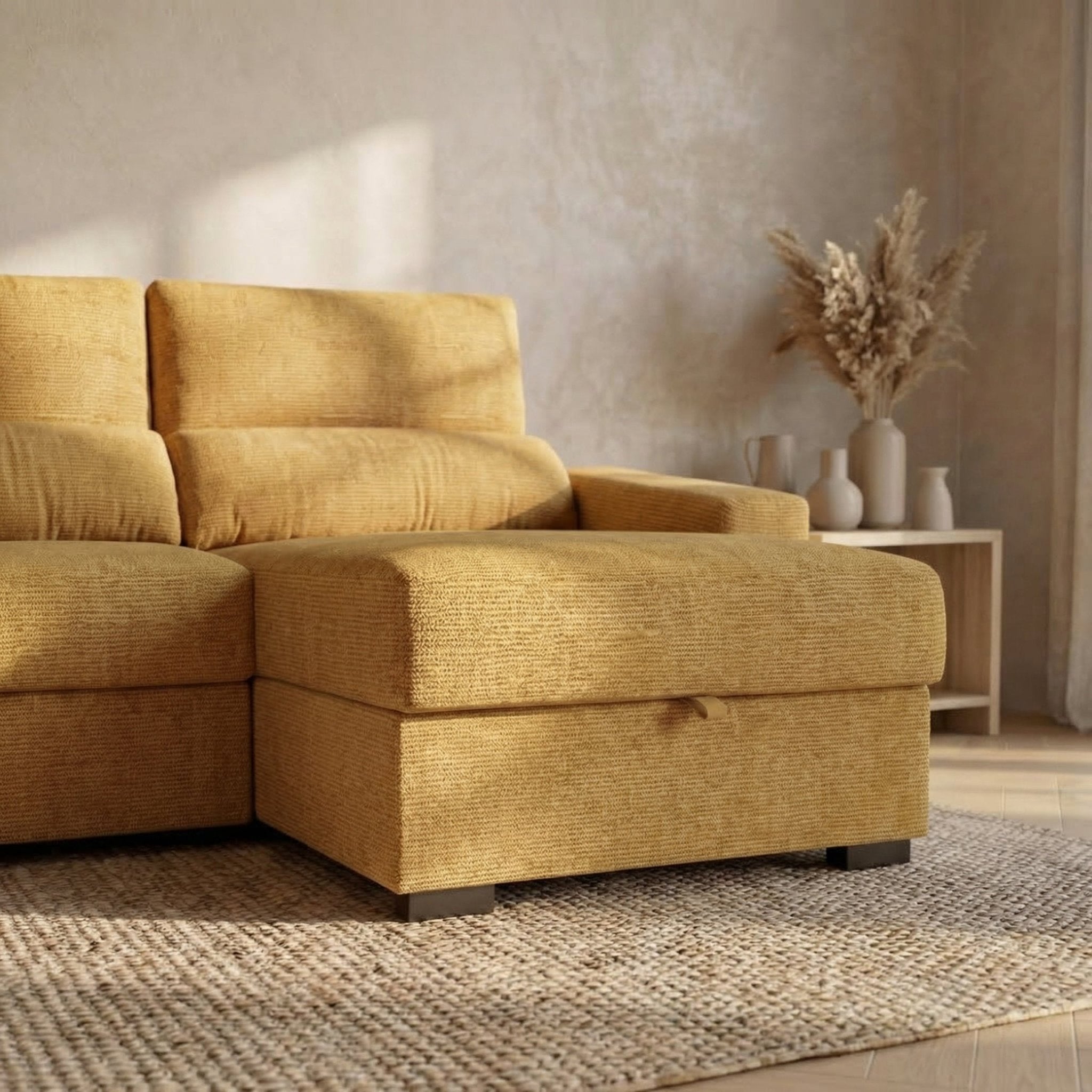 Sofá Cama de 4 Lugares com Chaise Longue Reversível - LukeBudwing