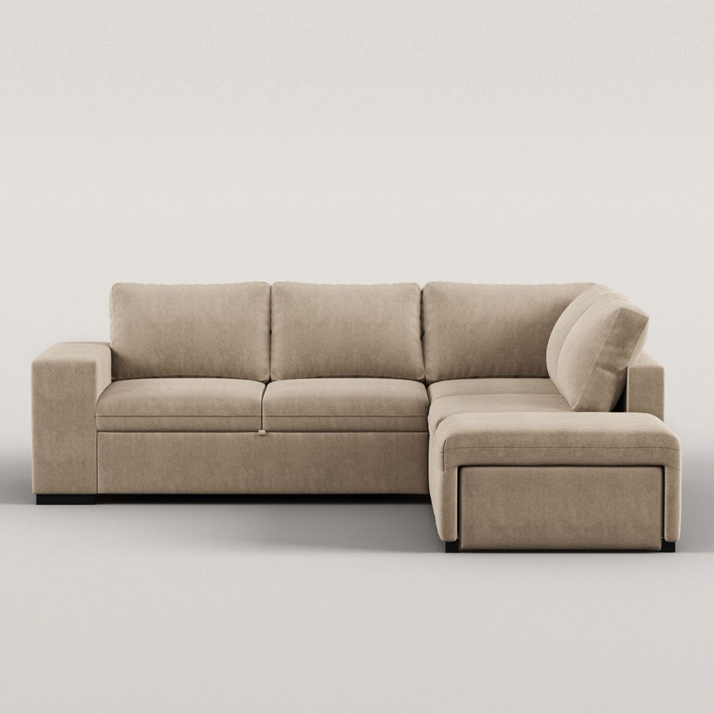 Sofá - cama de canto de 4 lugares com puff e arrumação extra – ZurieSofa BedBudwing