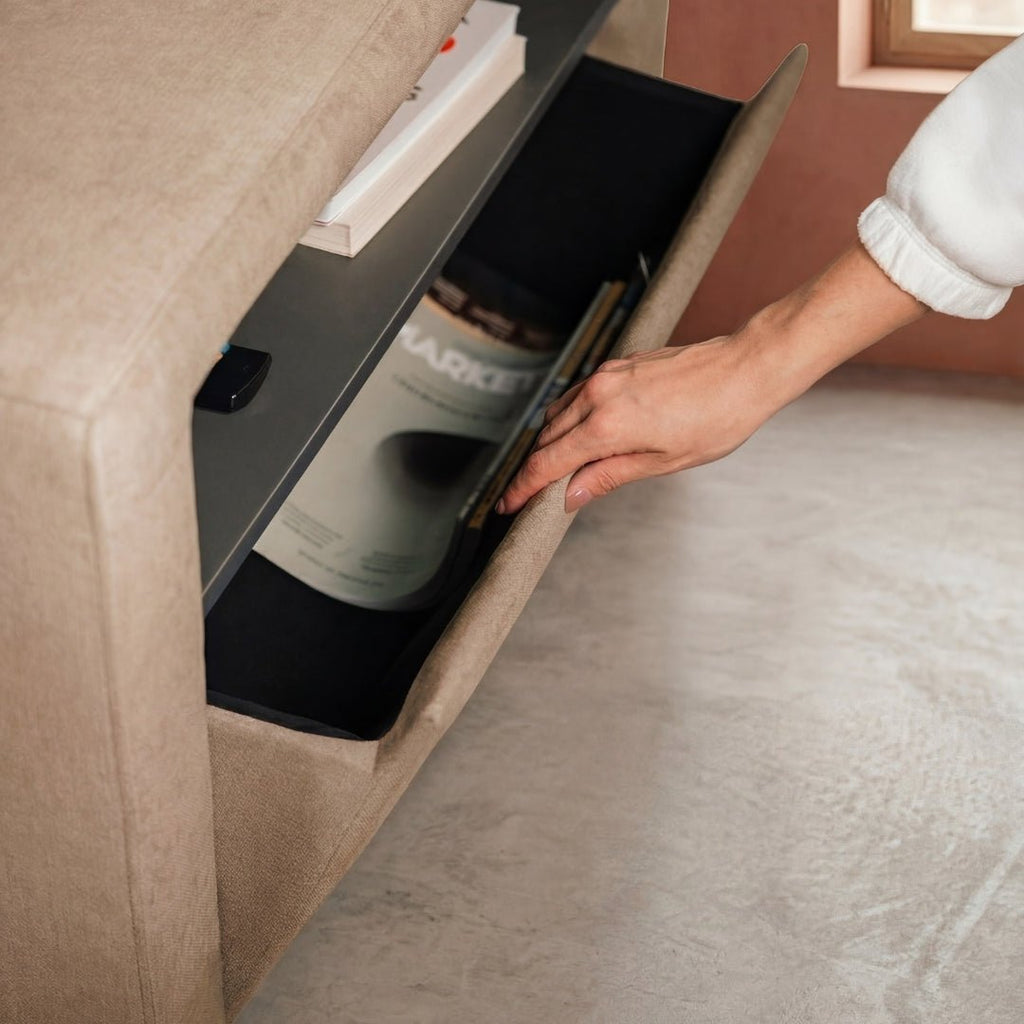 Sofá - cama de canto de 4 lugares com puff e arrumação extra – ZurieSofáBudwing