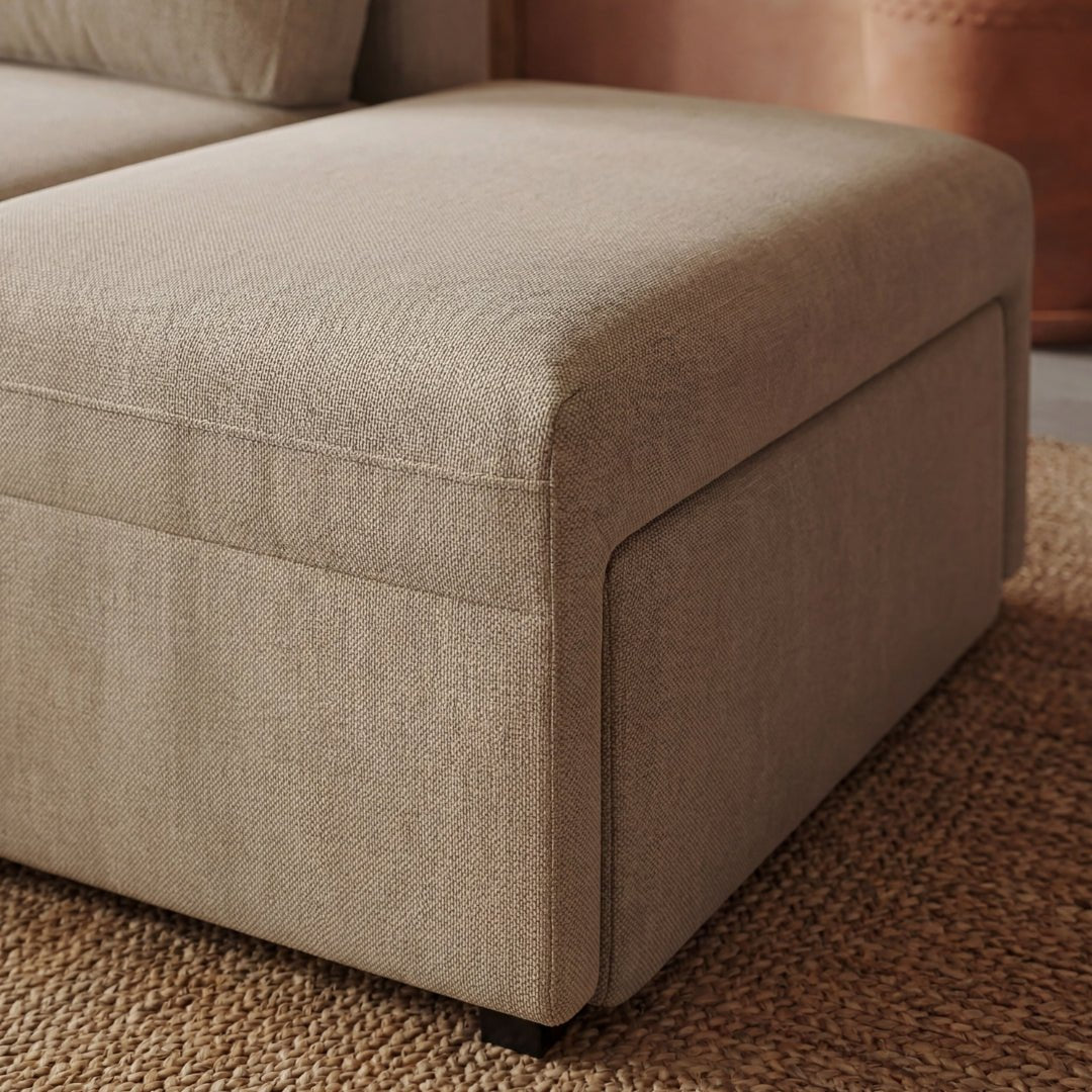 Sofá - cama de canto de 4 lugares com puff e arrumação extra – ZurieSofáBudwing