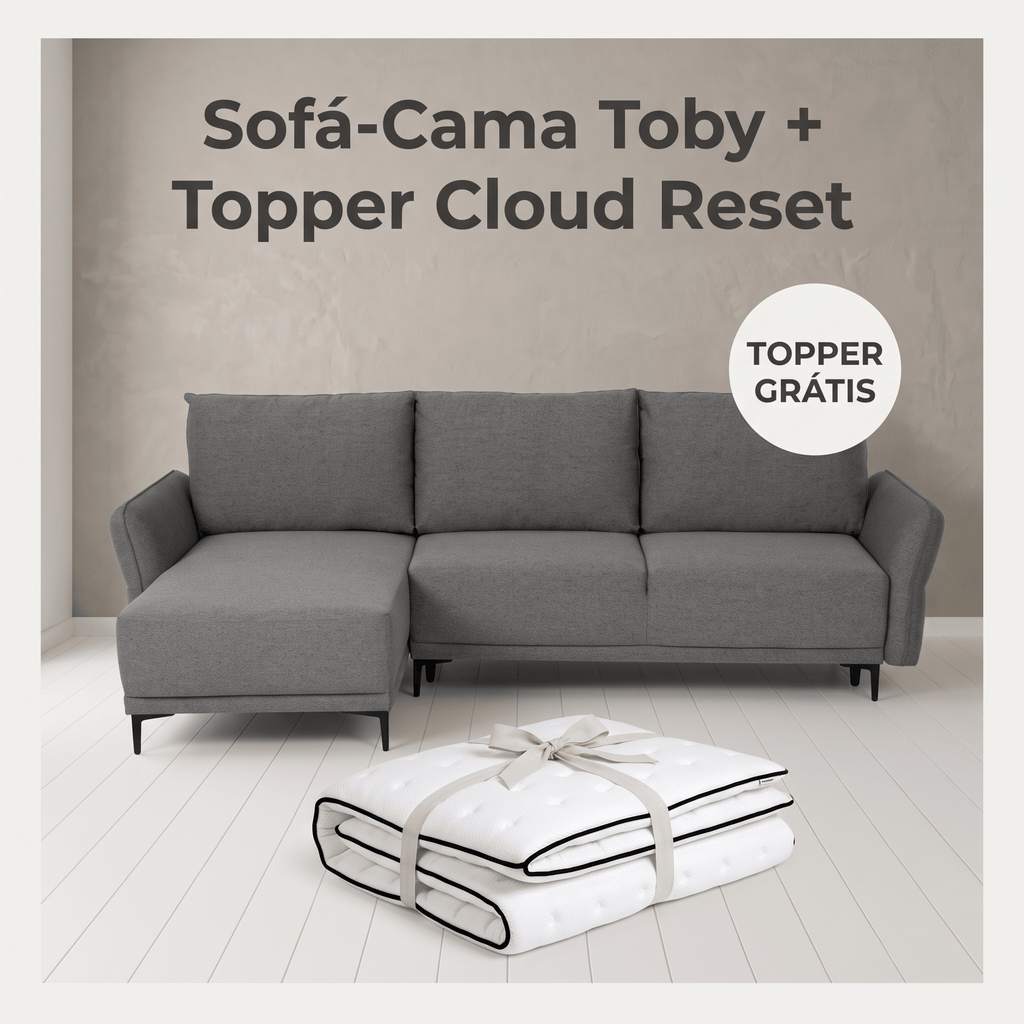 Sofá-cama TOBY Cloud com chaise longue reversível e topper incluídoBudwing