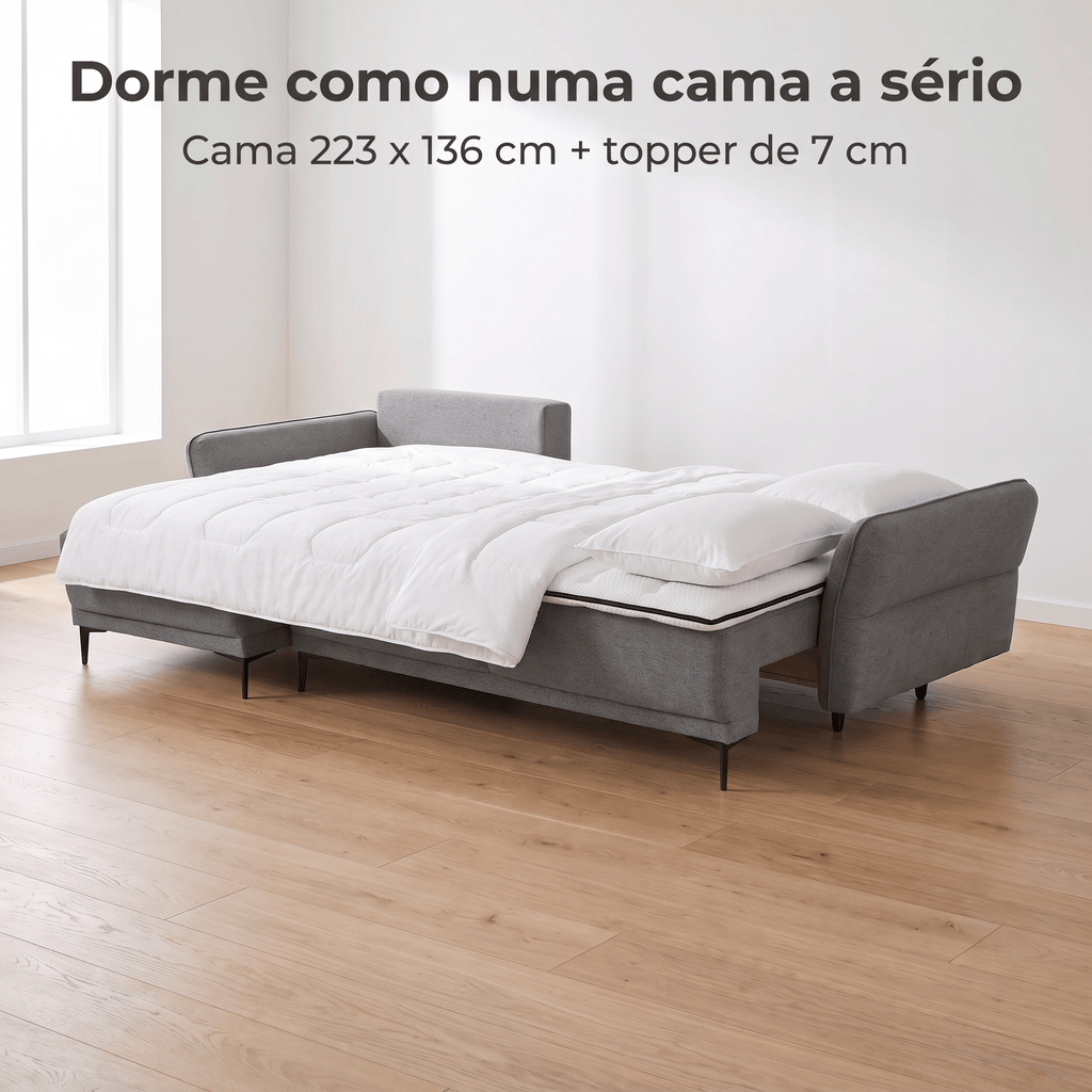 Sofá-cama TOBY Cloud com chaise longue reversível e topper incluídoBudwing
